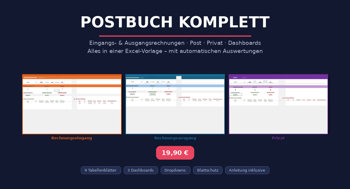Postbuch Komplett Excel-Vorlage