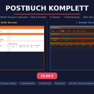 Postbuch Komplett – Excel-Vorlage für Selbstständige